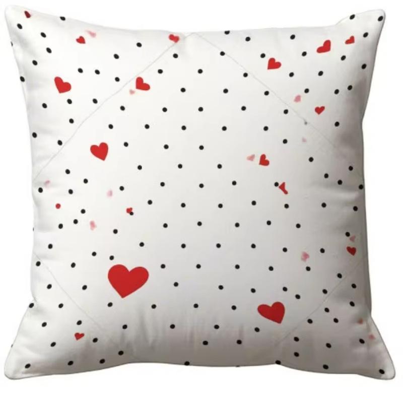 

Valentines Heart Polka Dot Pillow Cover Printed Romantic Design for MultiScene Bedroom and Living Room Decor 45cmx45cm