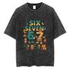 Funny Italian Brainrot Vintage Washed Tshirt Six Seven  Number Tshirt Men Women Casual Oversized Streetwear Male Casual Tees
