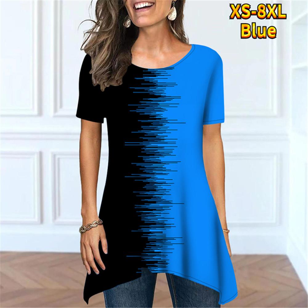 

Старовинний елегантний пуловер 2023 року. Повсякденний трендовий топ з короткими рукавами. Літня жіноча футболка з принтом з новим дизайном. Жіноча футболка з круглим вирізом. 6XL