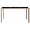 VidaXL Table de jardin plateau en verre Résine tressée verre trempé 319553