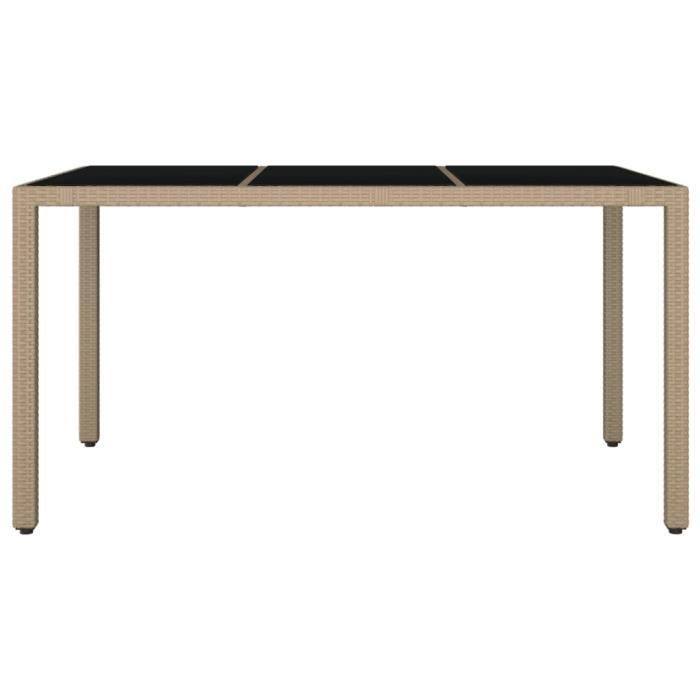 VidaXL Table de jardin plateau en verre Résine tressée verre trempé 319553