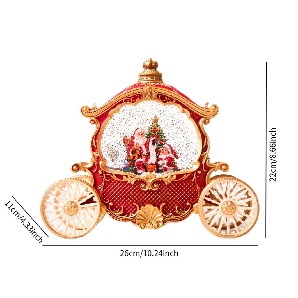 Christmas Snow Globe Craft Gift with Music & Light Glittering Music Box Santa Carriage Ornament for Holiday Decor Xmas Gift