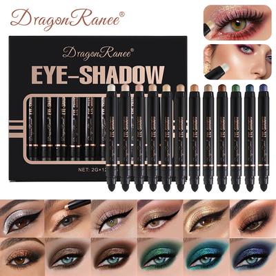 12-color Double Head Eyeshadow Pencil Case Highlighter Pencil Lazy Eyeshadow Pearl Eyeshadow Stick Set Eyeshadow