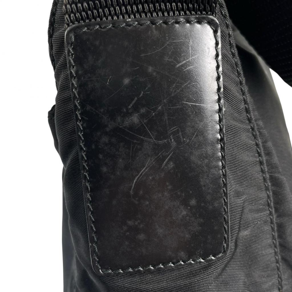 PRADA Triangular logo Shoulder Bag black Women used