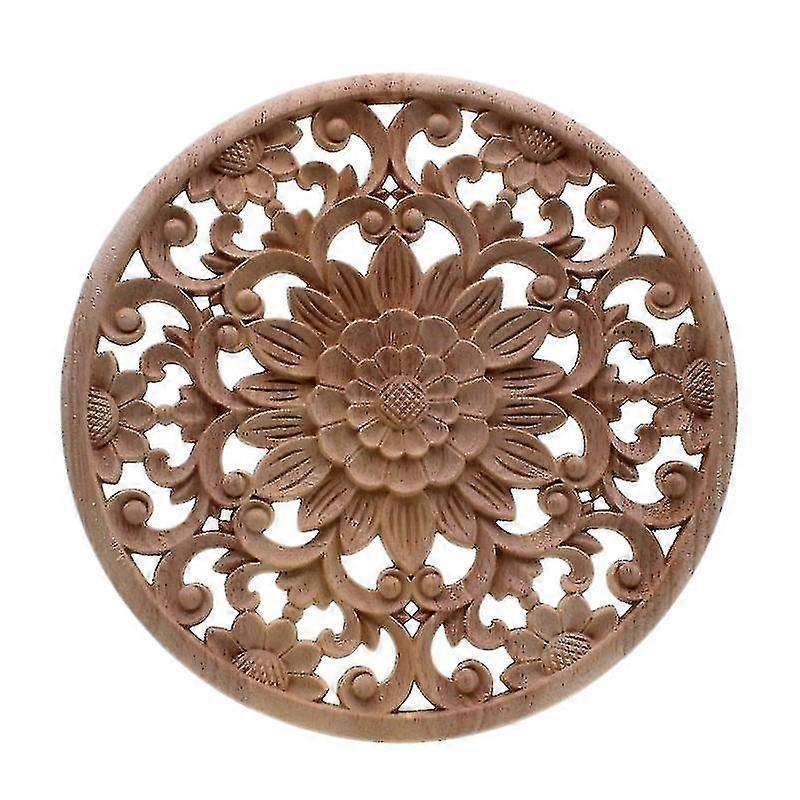 Wood Carving Flower Carving Furniture Cabinet Log Decal Unpainted Wood Pattern Decal Decorative Figure 15x15x0.8cm