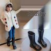 2024 Autumn/Winter Korean Style Girls' Fleece-Lined High-Top Martin Boots - Comfortable Cotton Shoes for Kids