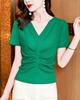 Trendy 2023 V-Neck Slim-Fit Pleated Summer T-Shirt