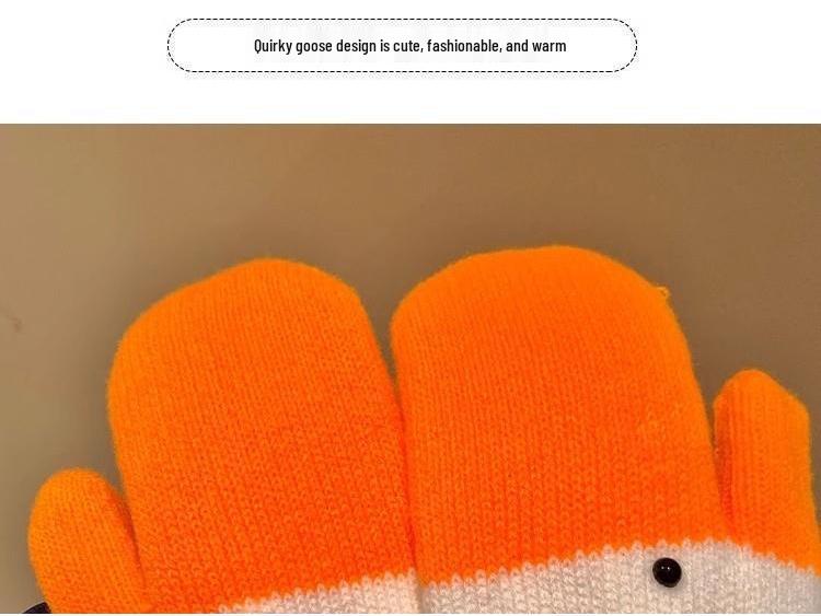 Creative Goose Wool Fingerless Gloves for Women – Warm Winter Velvet, Thick, Cold-Proof, Cute for Couples & Students