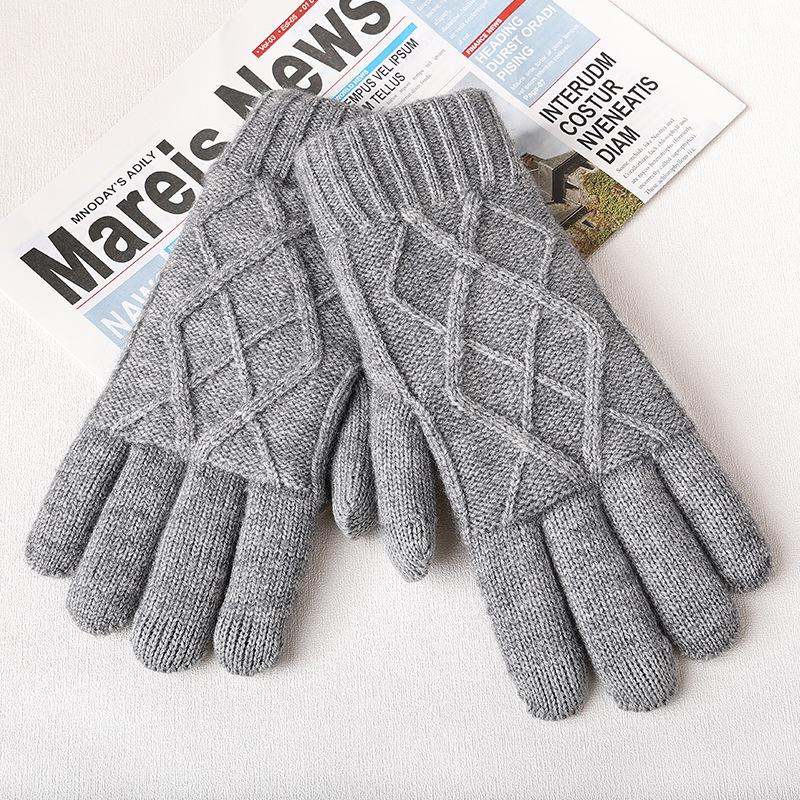 Winter Gloves Warm Plus Velvet Thickened Touch Screen Knitted Gloves for Women In Northeast Winter Riding Writing Cold Proof Gloves