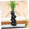 Dekorative Keramikvase für Blumen, Pampasgrasvase, Vase für Geldpflanze Lebende Pflanzen für Zuhause, Büro, Geschenke- (Kieselvase, , Glänzend Schwarz)