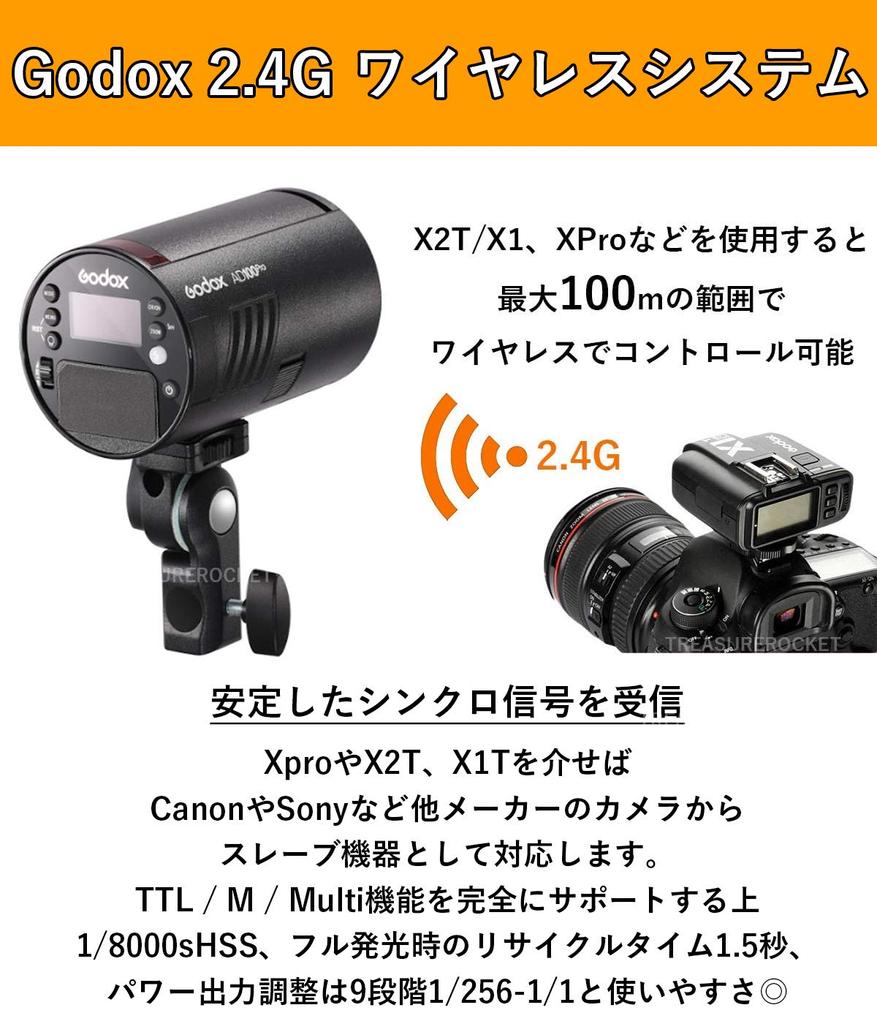 Monolumière Godox AD100Pro 100Ws à tête ronde avec flash TTL HSS Inclut manuel d'instructions en japonais et kit [Distributeur officiel] 5800±200K