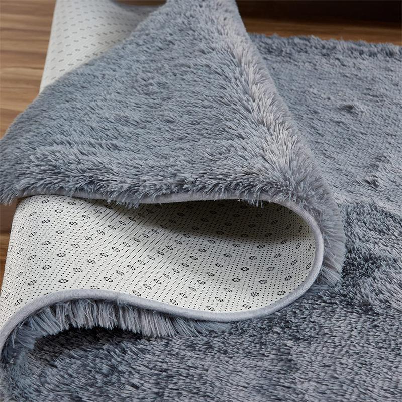 Shaggy Area Gray Rug For Living Room Super Soft Long Pile Bedroom Carpet Non-Slip Children's Home Decor Fluffy Bedside Floor Mat