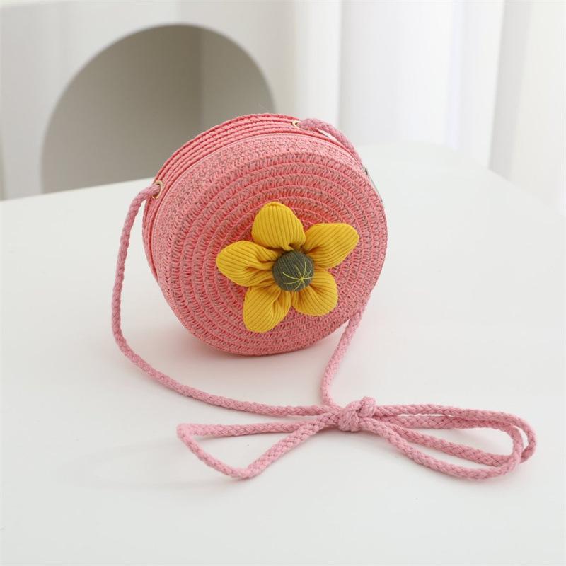 1Pc New bag cute ins messenger bag summer children's diagonal straddle bag change bag flower mini straw bag shoulder