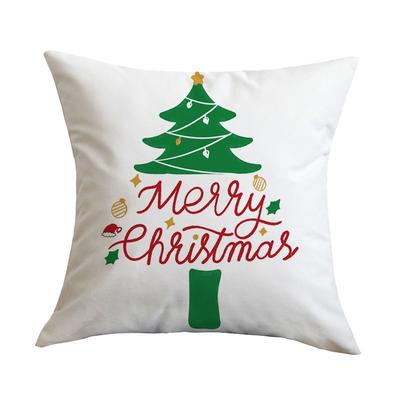 Merry Christmas Tree Throw Pillow Cover, Festive Embroidered Cushion Case for Home Decor