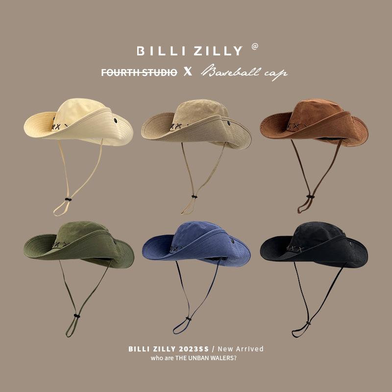 American retro western cowboy hat women's winter outdoor climbing hat western Sichuan travel visor men's sunscreen bucket hat