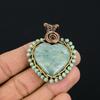 Aquamarine Gemstone Handmade Copper Wire Wrap Jewelry Lovely Heart Shape Pendant For Her