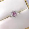 Octagonal Rose Cut Pink Diamond Floral Necklace Pendant High Carbon Diamond Earrings Rose Gold Ring Women Jewelry Set