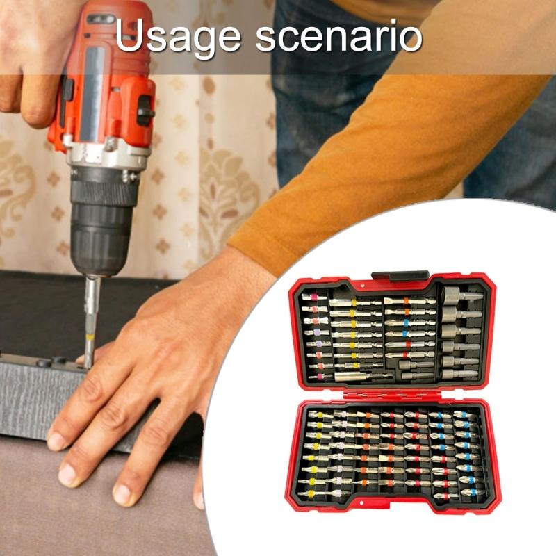 83 Piece Colorful Magnetic Electric Screwdriver Bit Set With Storage Case For Home Repair And Automotive Maintenance