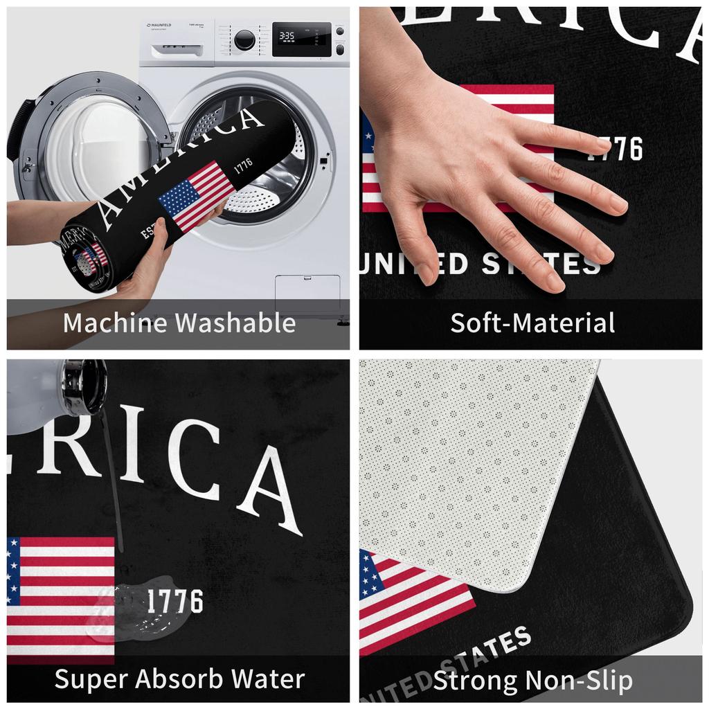 United States Flag Doormat Anti-Slip Bath Kitchen Mat Toilet Door Floor Entrance Carpet Rug