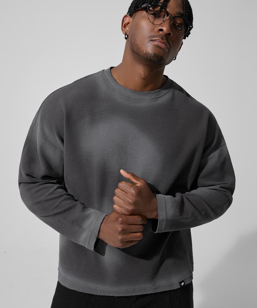 DRIX Vintage Waffle Oversized Long Sleeve_Charcoal