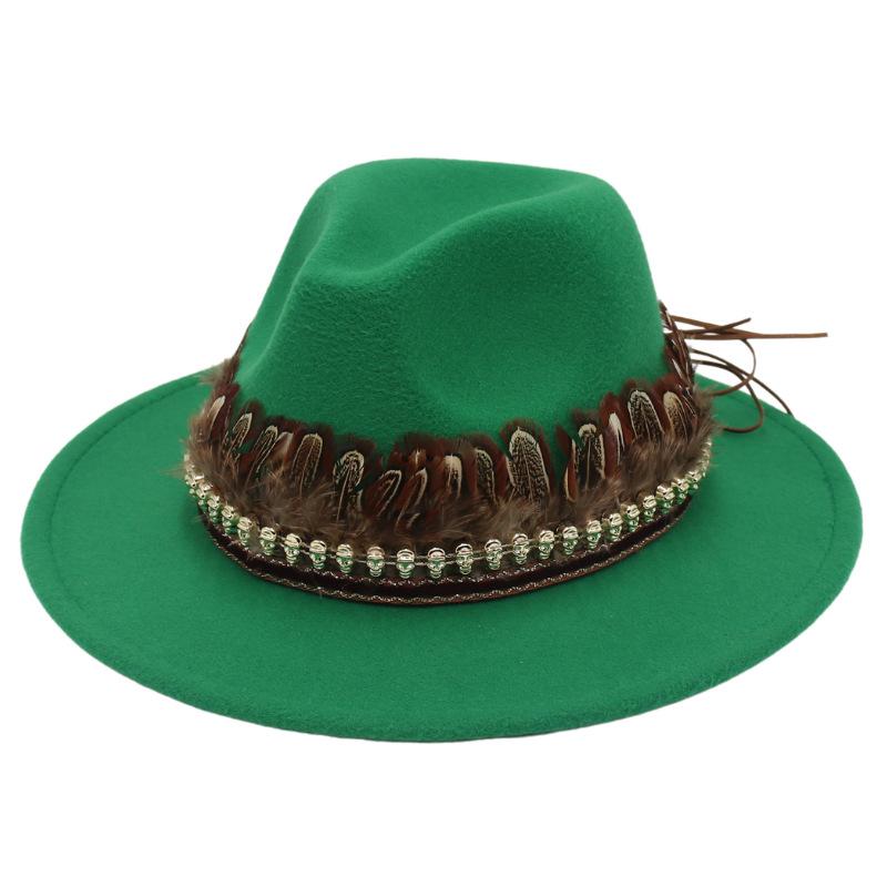 Indisk Amerikansk Stil Hög Hatt Liten Skalle Hip Hop Jazzhatt Europeisk Och Amerikansk Stil Stor Brätte Fjäder Accessoarer Filthatt