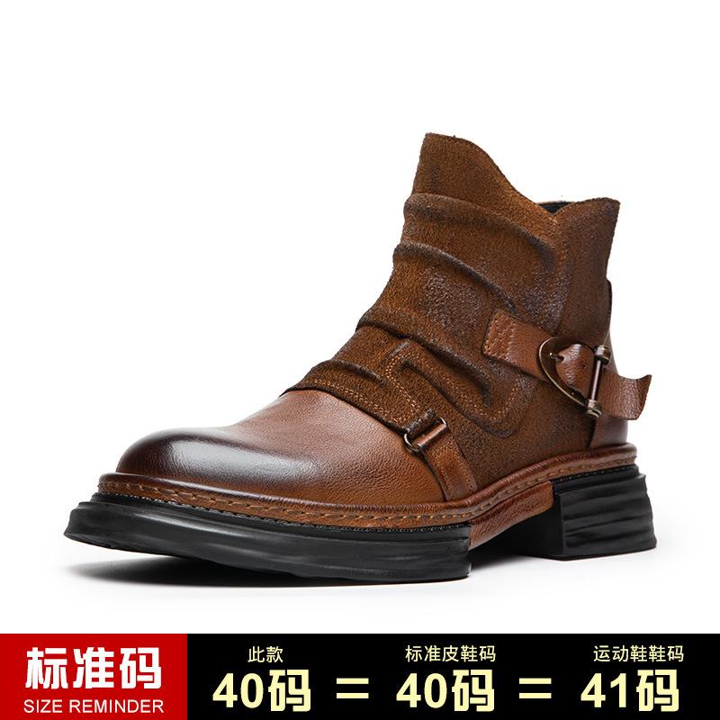 

Мотоциклетные ботинки Martin Boots Men s American Retro Short Boots Ami Kaji Motorcycle Cowhide Winter Paratrooper Boots 41 коричневый