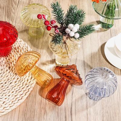 Einfache Hydroponik-Blumenflasche Transparentes Glas Aromatherapie-Flasche Pilz Kürbis Glas Blume