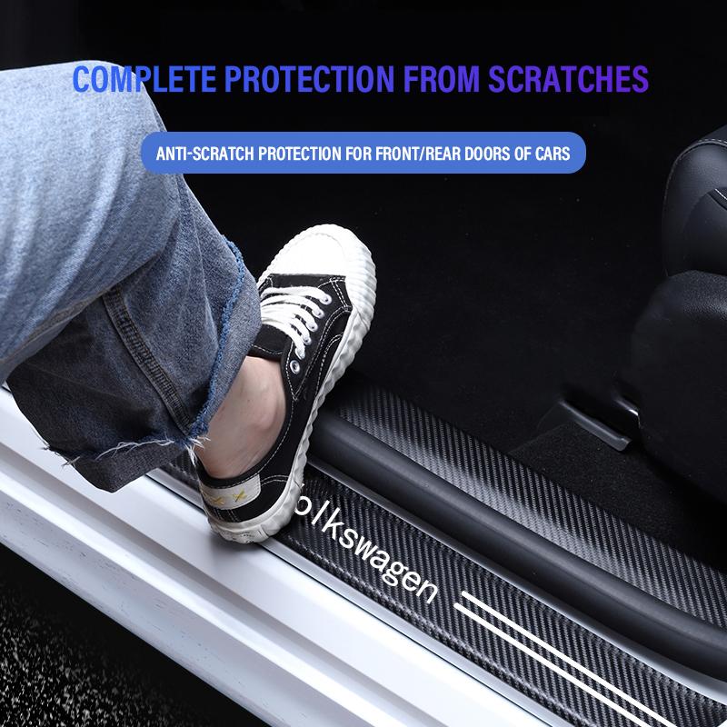 rsq1 New Car Door Sill Plate Sticker Anti-scratch Strip Trunk Protection Decals For VW Beetle Polo Touran Golf Passat Bora Jetta