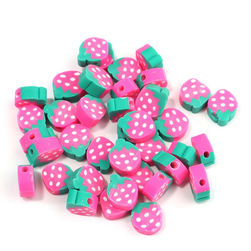50pcs Fruit Soft Polymer Clay Beads Pottery Loose Spacer Beads For Jewelry Making DIY Bracelets Necklace Earrings Accessories