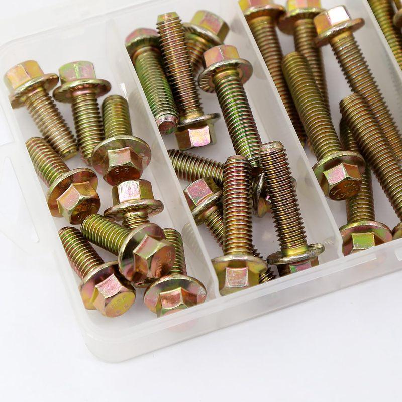 56 Pieces of M8 X 20-50mm Flange Hexagon Head Bolt Nut Kit, 8.8 Grade Alloy Steel Metric Flange Hexagon Screws and Nuts