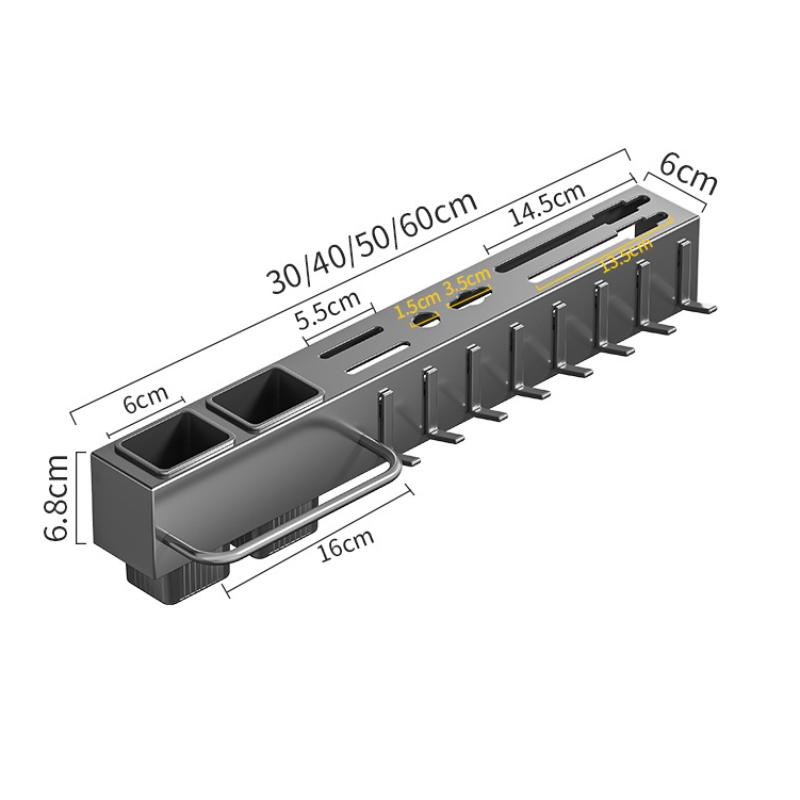 Étagère Murale de Rangement pour Couteaux de Cuisine avec Support pour Couvercles de Casseroles et Organisateur pour Planches à Découper Rangement Intégré pour Ustensiles Ménagers