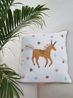 Unicorn Cotton Slub Cotton Cushion Cover- 16*16 Inches