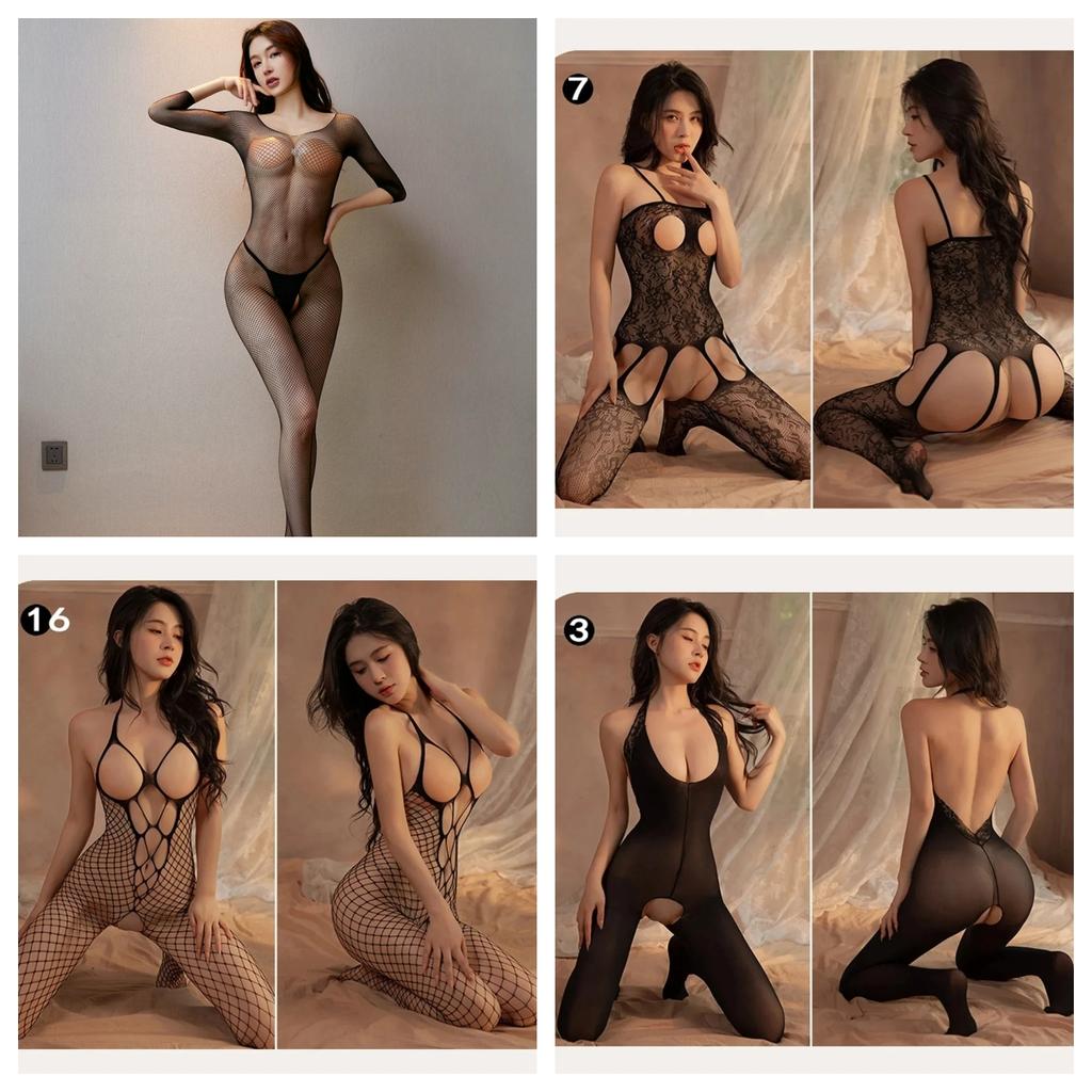 1pcs/4pcs Crotchless Bodysuits Transparent Bodystocking Sex Bold Suit Open Bra Outfits Erotic Costumes Sexy Fishnet Lingerie