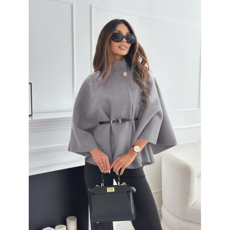 Elegantní jednobarevné bundy Módní dámské jednoradové s netopýřími rukávy Silné nové kabáty Ležérní volné Chic sako pro kancelářskou dámu