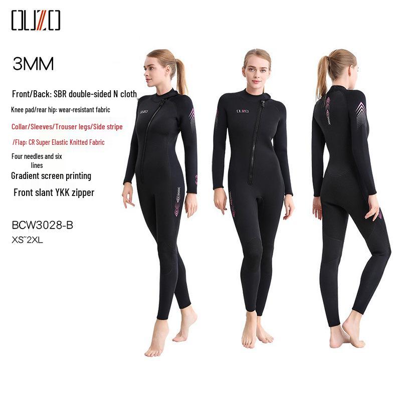 OUZO 3mm Thick Warm Diving Suit for Men and Women - CR Super Elastic Jellyfish Proof for Winter, Snorkeling, Surfing, and Watersports.