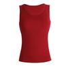 Women Thermal Vest Round Neck Sleeveless Thick Fleece Lining Bottom Vest Solid Color High-Elastic Fit Thermal Tops