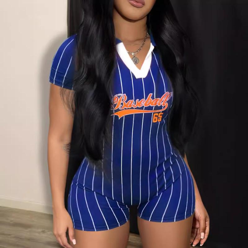 European and American summer street tight sports printed jumpsuit