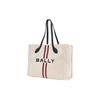 Bally Large Capacity Open Design Fabric Tote Bag Shopping Bag Handbag Women Tote Natural Black Gold 6307789