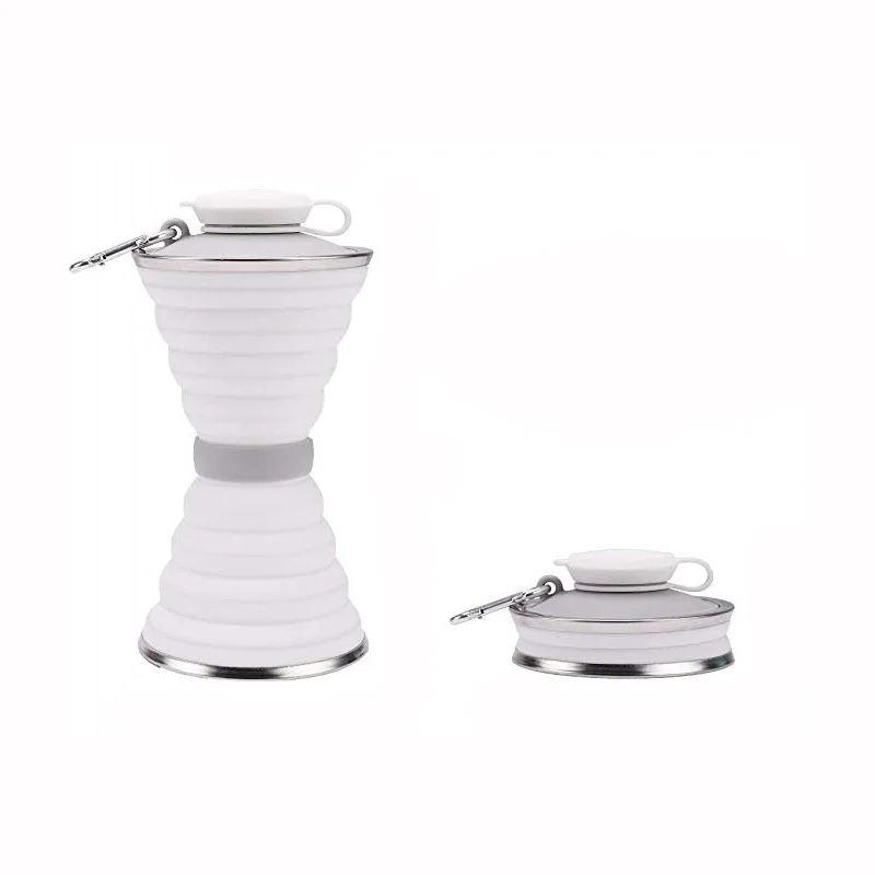 

500ML Silicone Water Bottle Cup Foldable Leak Proof Portable Sports Travel Water Bottles For Outdoor Travel Gym Hiking Reuseable 500ml белый