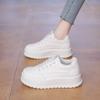 Lässige, klobige Plateau-Sneaker für Damen, bequeme Schnürschuhe aus PU-Leder, rutschfeste Tennis-Sneaker, atmungsaktive Laufschuhe für Damen