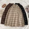 VAYLA Plaid Shirts Women Cotton Oversize Blouse Korean Style Long Sleeve Casual Vintage Winter Check Shirt