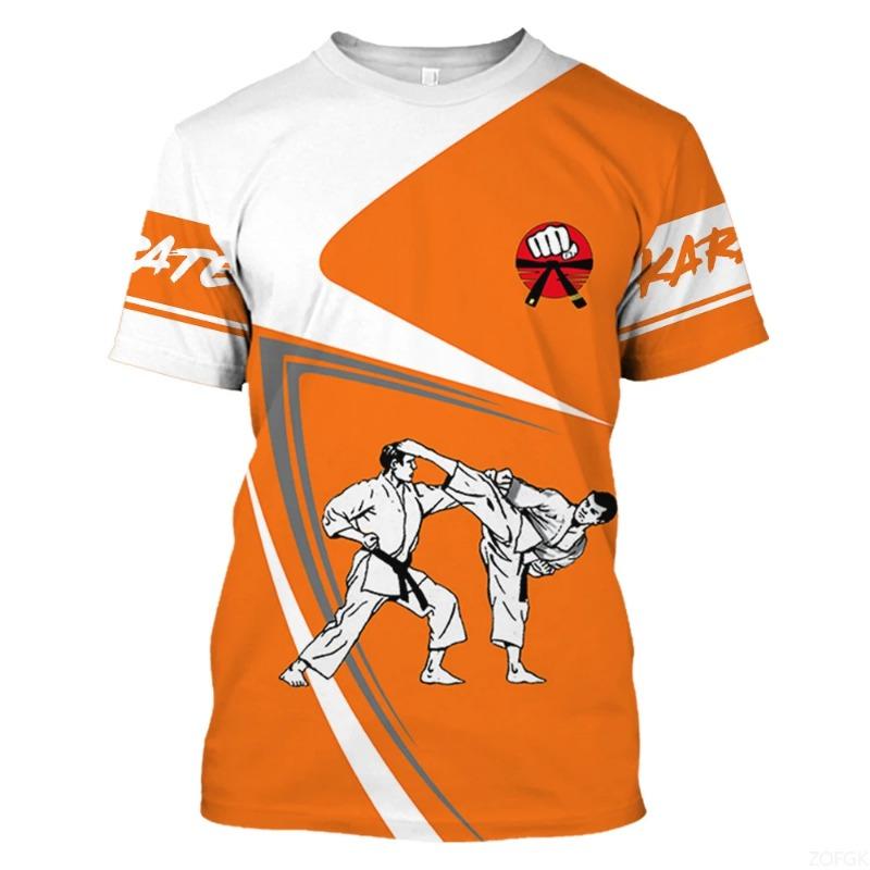 Japanese Training T-shirt Men's 3D Karate Printed T-shirt Sportswear Men's Sweat Absorbing Breathable T-shirt