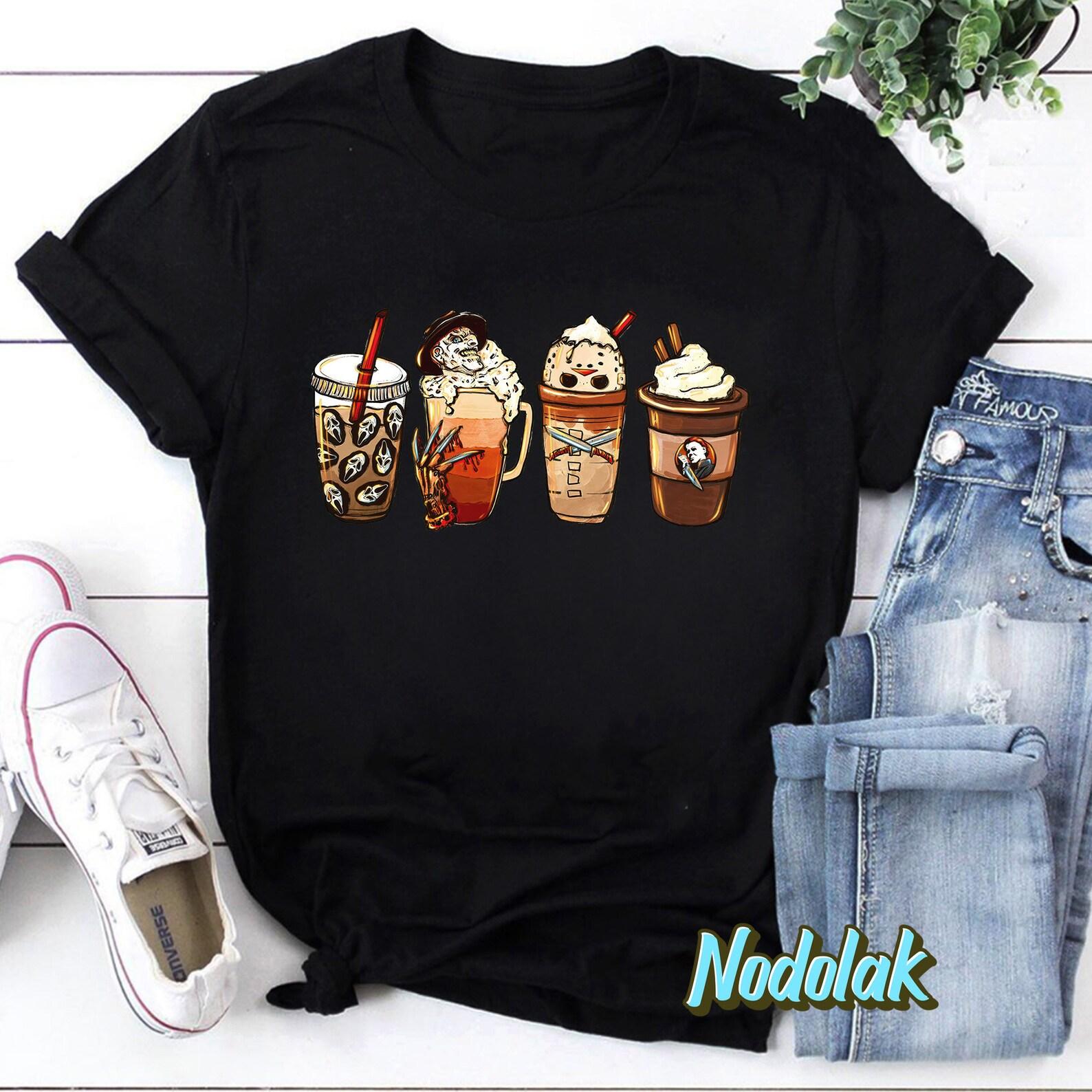 Halloween Horror Coffee T-Shirt, Horror Movie Coffee Halloween Shirt, Halloween Shirt, Horror Character Shirt, Serial Killer Shirt S