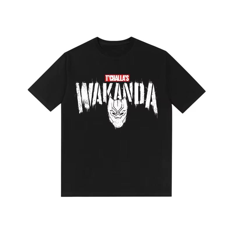 

Black Panther Marvel TShirt TChallas Wakanda Distressed Print Retro Streetwear Heavyweight Cotton Regular Fit Top for Fans S