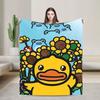 Cute Duck Pattern Flannel Printed Blanket Suitable for All Seasons Suitable for Living Room Office Sofa and Travel 180x250CM