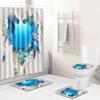 3D Marine Waterproof Shower Curtain Four-Piece Bathroom Non-Slip Door Mat Floor Mat Carpet