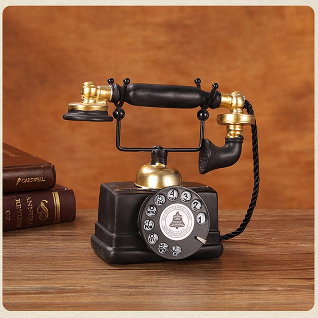 Ren ,Home ,For Figurine Telephone Ornament Decorative Props Vintage Phone For Hotel Decoration, Decorative Items