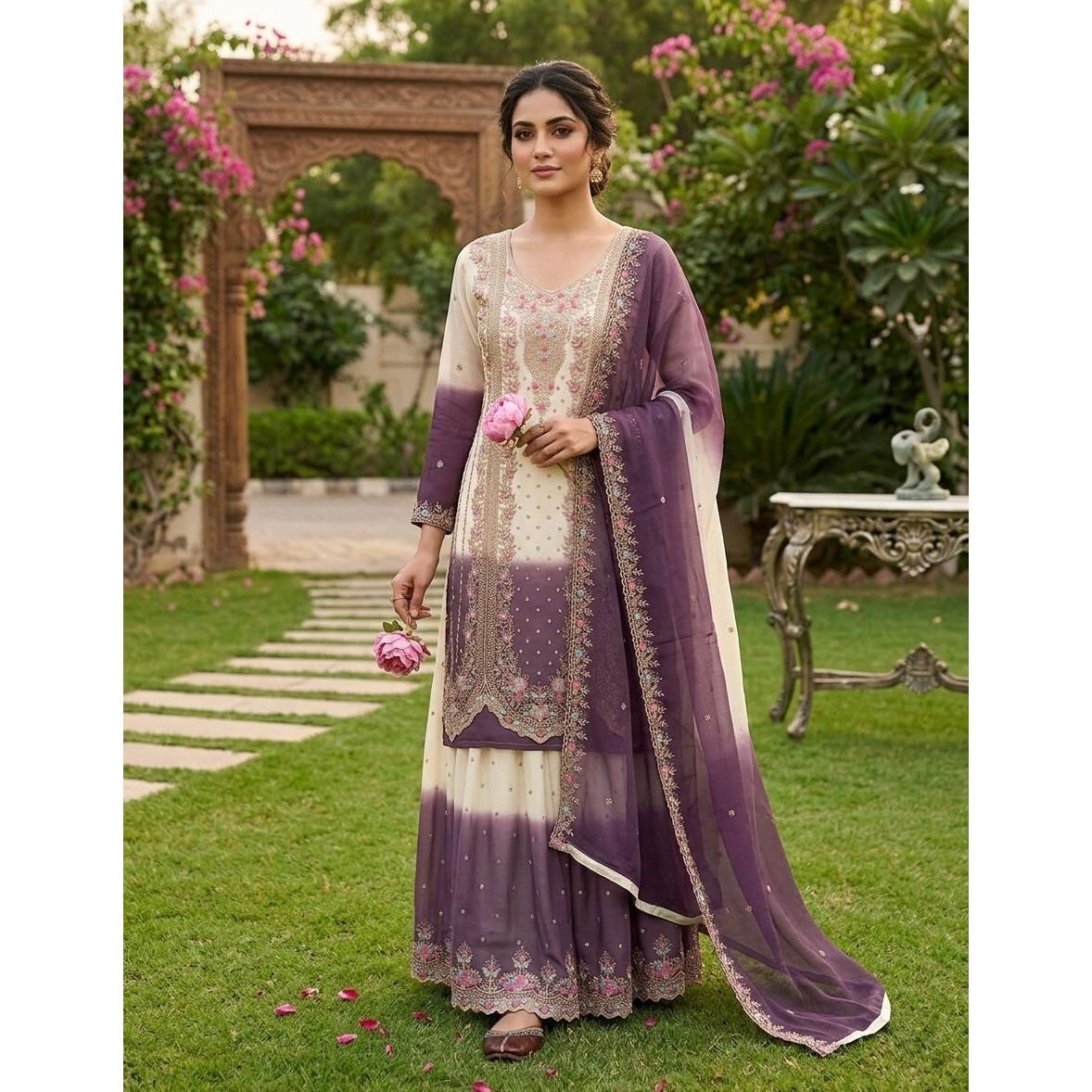 Desigenr Paksiatni Bollywood Top Palazzo Suit Indian Wedding Wear Salwar Kameez L-40