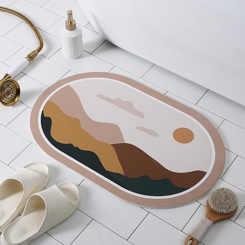 

Абсорбирующий коврик Ковер Коврик для пола Коврик для ног Простой Воздушный Ванная комната Абсорбирующий Туалет Вход Овальный 80*120cm