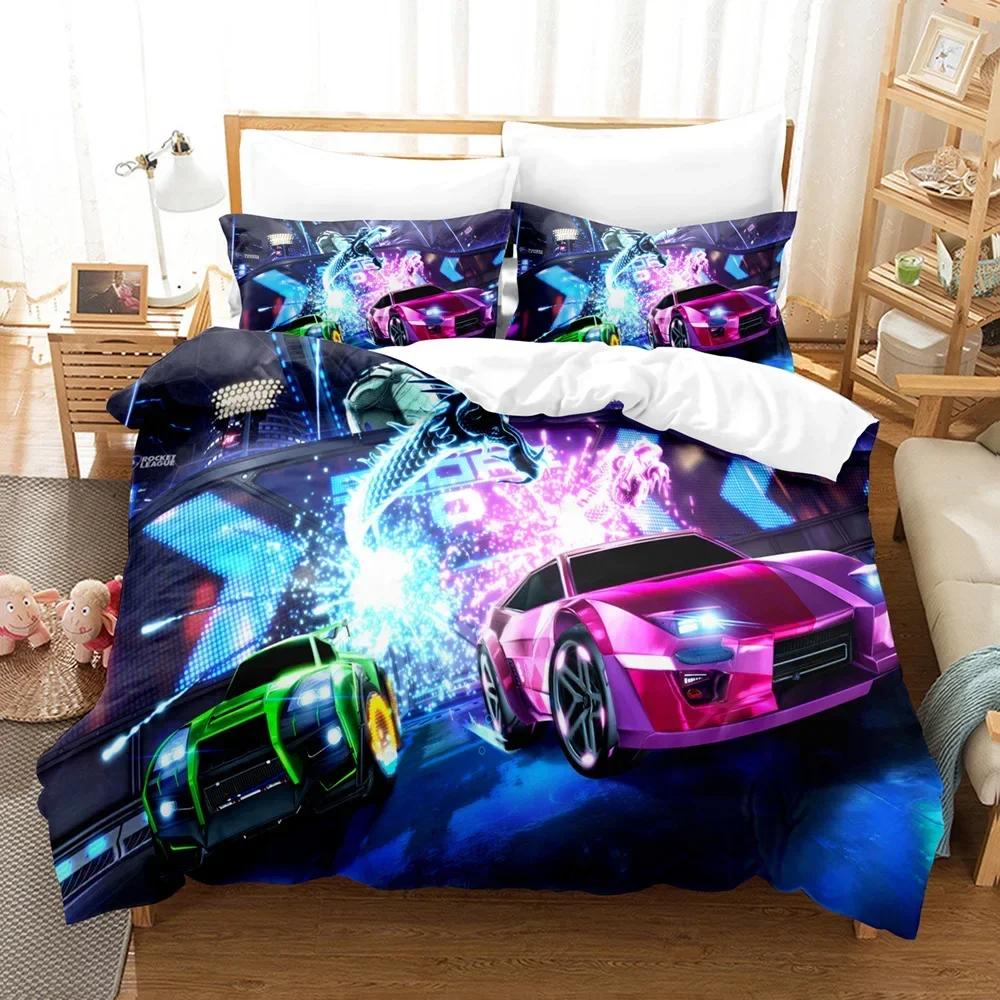 Rocket League Bedding Set Cartoon Comfortable Duvet Quilt Cover Pillowcase Bedding Set Children Bedroom Decoration Home Textile